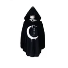 Худи женское в готическом стиле, пуловер с длинным рукавом и японским принтом Луны, свободный худи, тонкий черный Свитшот