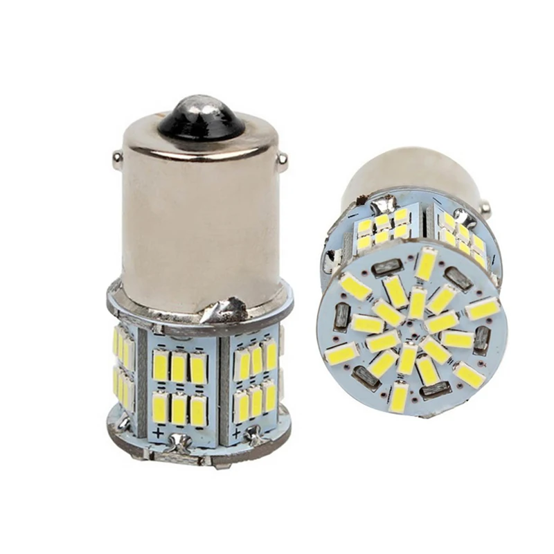50 шт. Автомобильные светодиодные лампы S25 1156 BA15S 1157 BAY15D 54 Led 3014 SMD дневные ходовые