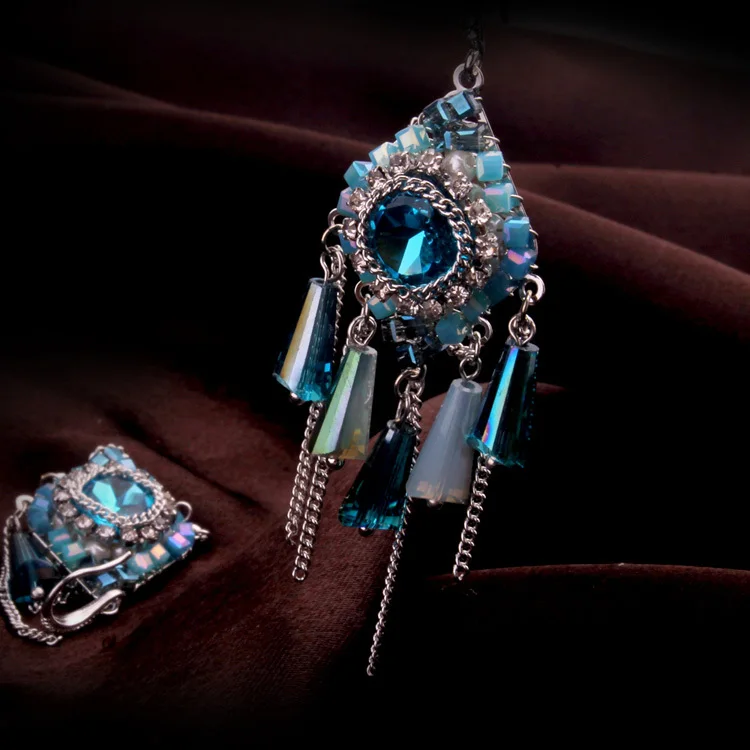 New crystal retro national handmade jewelry best selling long earrings fashion temperament accessories | Украшения и аксессуары