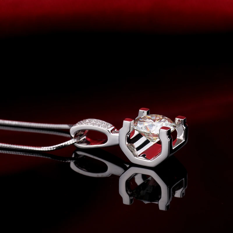 Модный свадебный кулон с горкой 18 К белое золото 1 карат круглая форма Moissanite