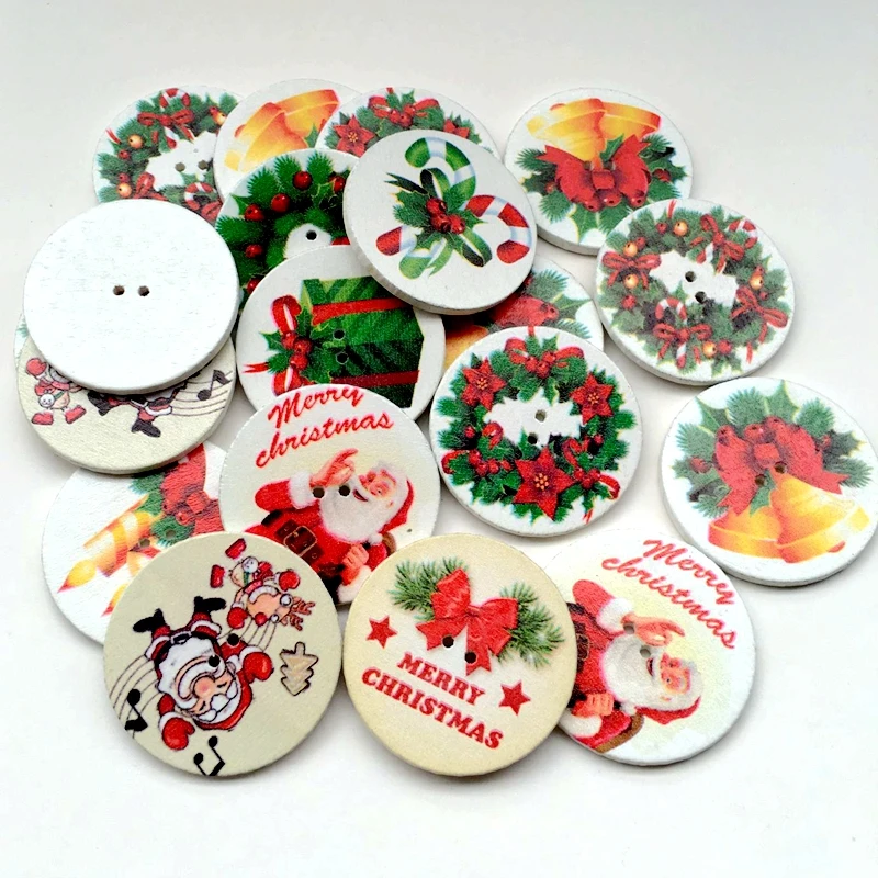 35 мм Популярные Смешанные 10 шт Рождественская елка узор деревянные декоративные