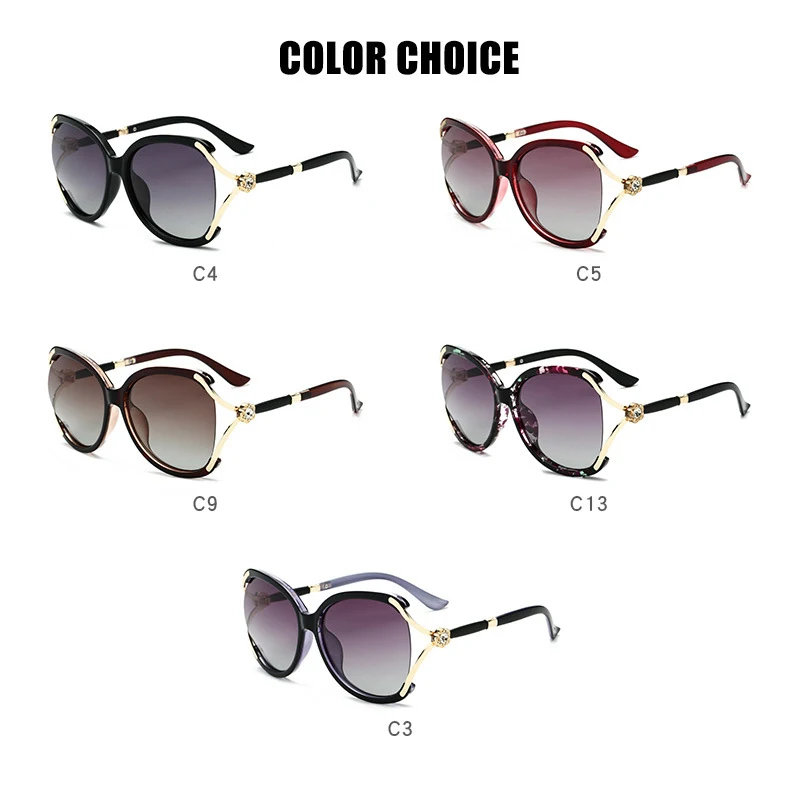 Женские солнцезащитные очки в большой оправе элегантные круглые металлические с