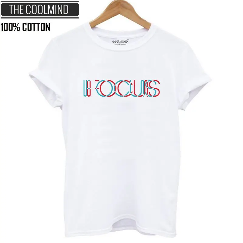 QI0231B-BS COOLMIND QI0231B, хлопок, короткий рукав, фокус, принт, женская футболка, повседневная, Круглый ворот, свободная, женская футболка, летняя футболка, футболки - Цвет: QI0231B-BS
