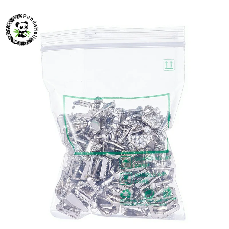 

100pcs Mixed Style Brass Ice Pick & Pinch Bails with Rhinestone 10~18x6~11mm Pin: 0.5~1mm