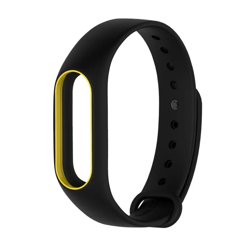 Black with Yellow Цветной mi band 2 ремешок reloj inteligente высококачественный силиконовый двойной цветной удобный ремешок на запястье для xiaomi mi band 2 - Цвет: Black with Yellow