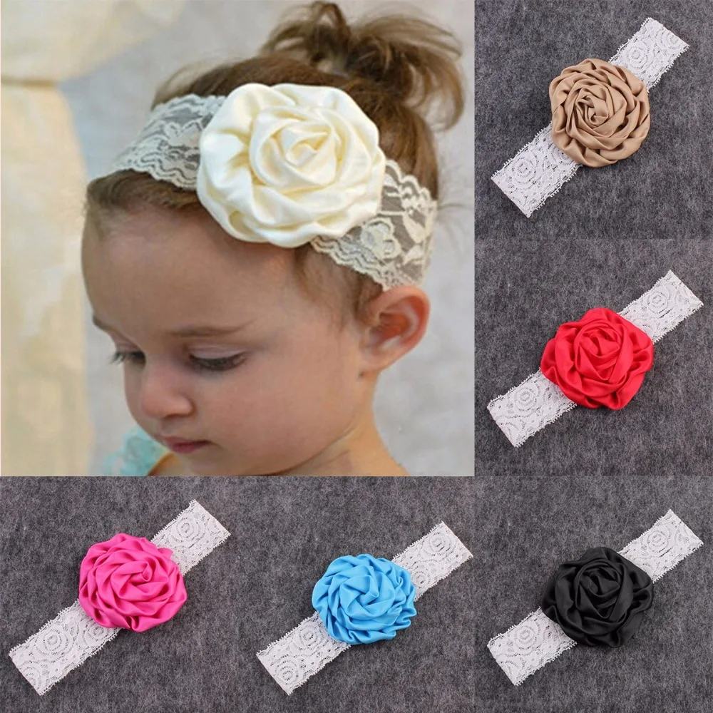 Puseky 2017 Милая повязка на голову для девочек с цветочным кружевом и эластичными