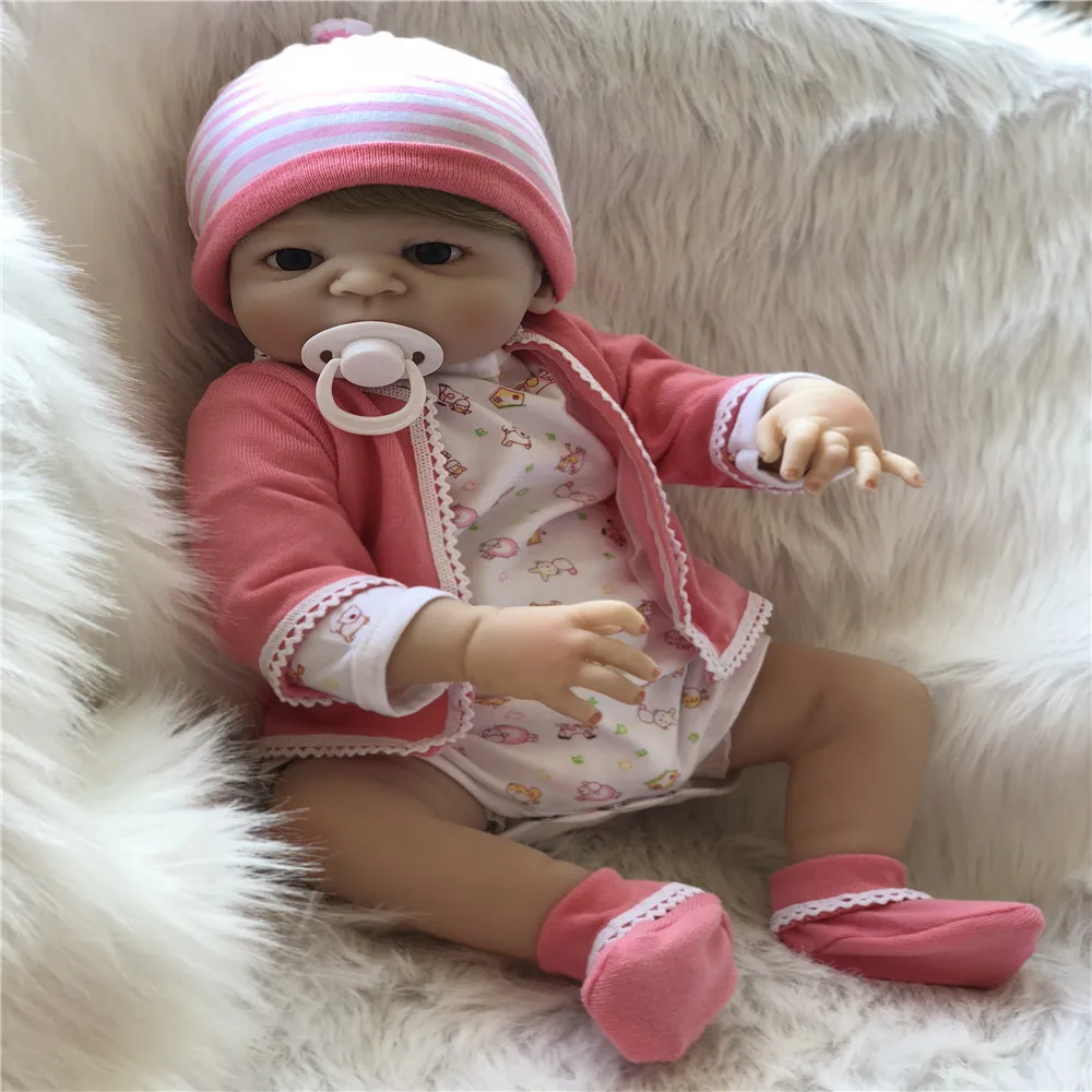SanyDoll 22 дюйма 57 см силиконовые куклы Реборн Реалистичная кукла реборн розовый