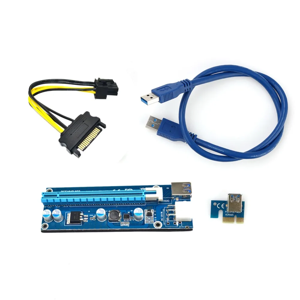 Newest USB 3.0 PCI-E PCI E Express Extender Riser Card 16X Aadapter 60CM SATA 15 Pin-6Pin Power Cable for bitcoin mining | Компьютеры и