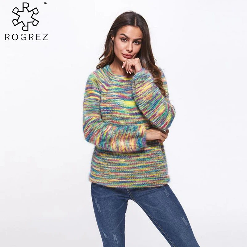 ROGREZ 2019 красочные повседневные уличные пуловеры кашемировый свитер женские