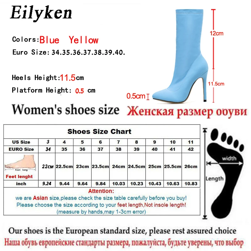 Eilyken/ботильоны с эластичным голенищем; Ботильоны на молнии на каблуке; женская обувь с острым носком; пикантные вечерние удобные женские ботинки; сезон весна-осень