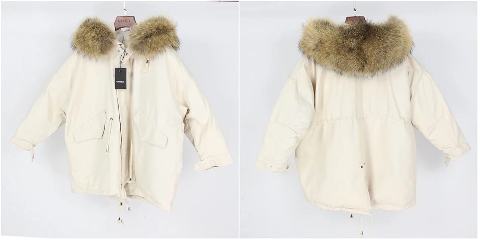 OFTBUY бренд, зимняя куртка, Женская парка, верхняя одежда, парки, натуральный мех енота, пальто, белый утиный пух, теплая плотная куртка