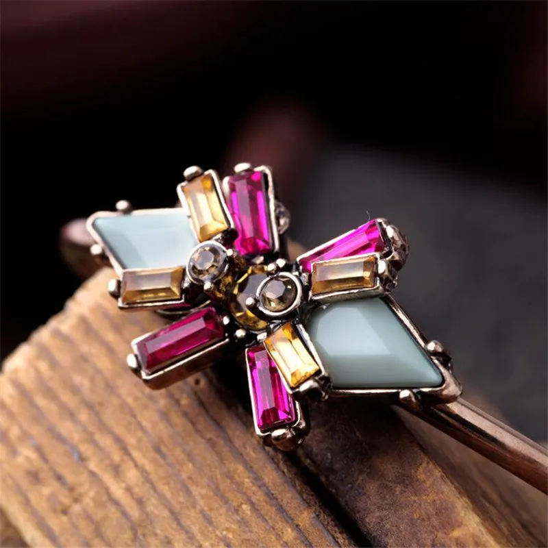 Богемия Стиль Цвет ful Цветы Браслет манжета для Для женщин Chic золото открытым