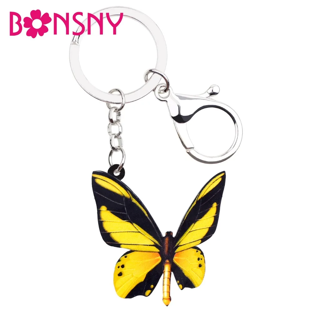 Брелки для ключей Bonsny акриловые брелки бабочки Ornithoptera женщин и девочек|Брелоки| |