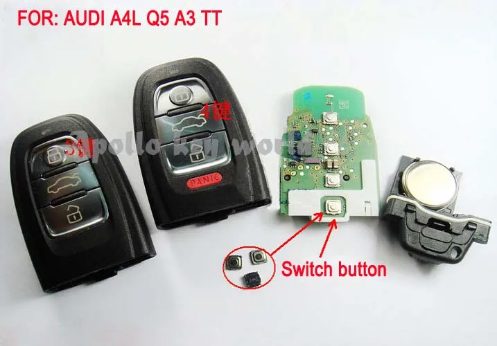 

Микропереключатель SMD тактильная кнопка для AUDI A4L Q5 A5 A3 TT REMOTE KEY MINI SWITCH (Размер: 4*4*1,5)