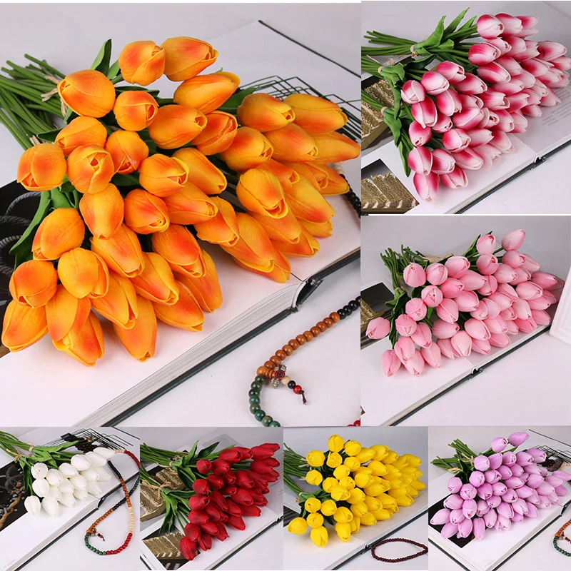

10Pcs Artificial Tulips Fake Flowers Vivid Mini Tulip Flores Fleur Artificiales For Home Bouquet Wedding Decoration Cheap Flower