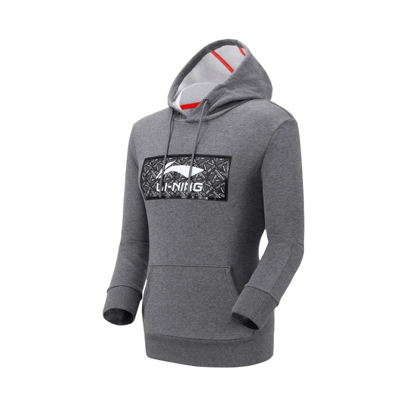 Li-Ning Мужская трендовая толстовка с капюшоном, теплый флис, 62% хлопок, 38% полиэстер, обычная посадка, спортивные свитера с капюшоном AWDN799 MWW1520 - Цвет: AWDN799-2H