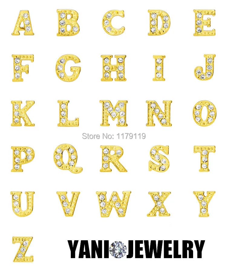 Микс 26 букв Стразы Подвески Подходит медальон памяти ювелирные изделия Кулон DIY