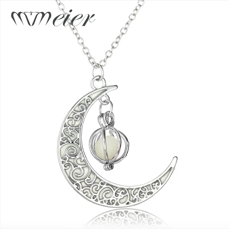 MMEIER Hollow Luminous Moon Pendant Necklace Little pumpkin Halloween Glow In the Dark for Women Jewelry Gift 2019 new | Украшения и
