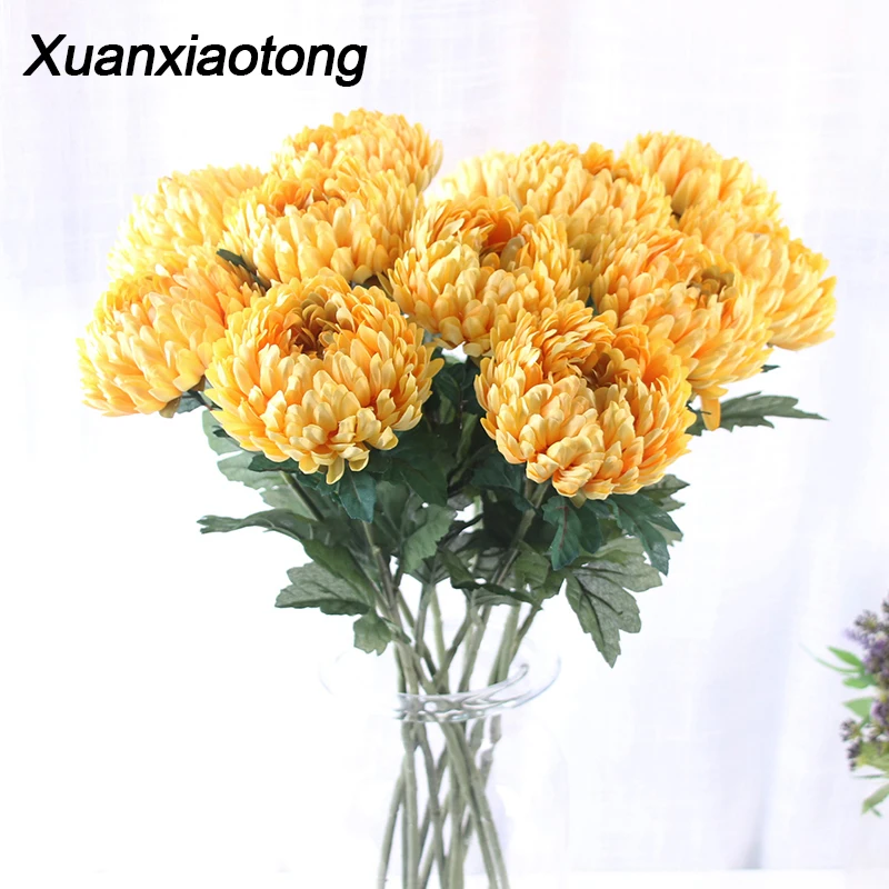 Xuanxiaotong 10 шт./компл. 60 см Хризантема шелковые искусственные цветы для дома дешевые Семья предложены файлы Гербер цветы вечерние украшения