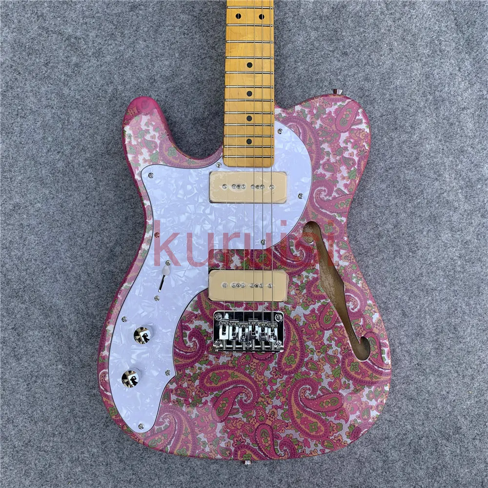 Электро-гитара для левшей теле, специальная гитара с розовыми цветами для шоу, подарок для друзей на день рождения.