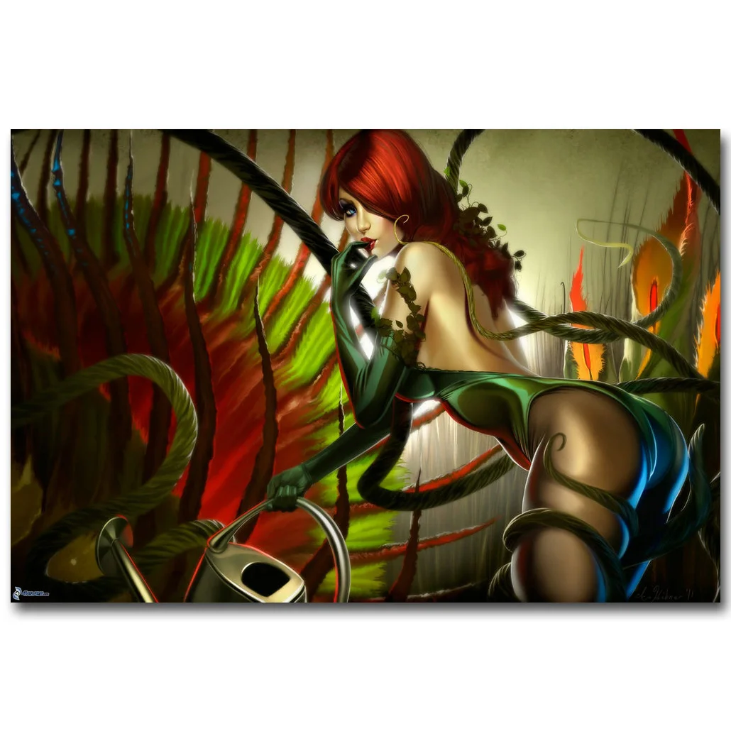 Ядовитый плющ Бэтмен супергерой комиксов шелковая ткань постер печать 13x20 24x36