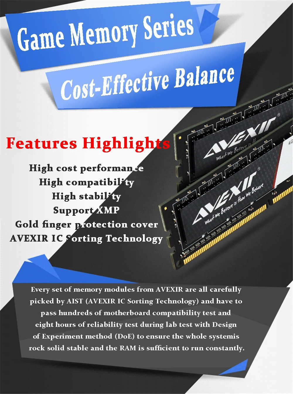 AVEXIR оперативная память DDR3 4 ГБ/DDR3 8 Гб Частота памяти 1600 МГц 1,5 в рабочий стол Тип интерфейса памяти 240pin 11-11-11-28 CL = 11 одиночных ram s