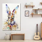 Акварельный кролик абстрактные животные Холст Картина Скандинавское искусство Минималистичная Настенная картина плакат и печать Современный домашний декор