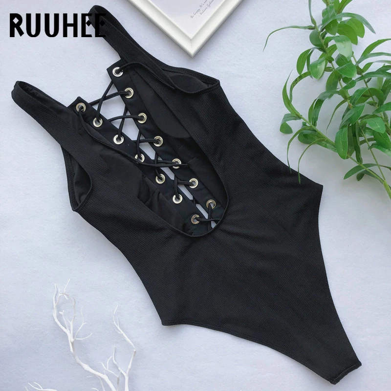 RUUHEE, сдельный купальник, женский купальник, бикини,, на бретелях, с открытой спиной, боди, купальник, женская пляжная одежда, купальник, монокини