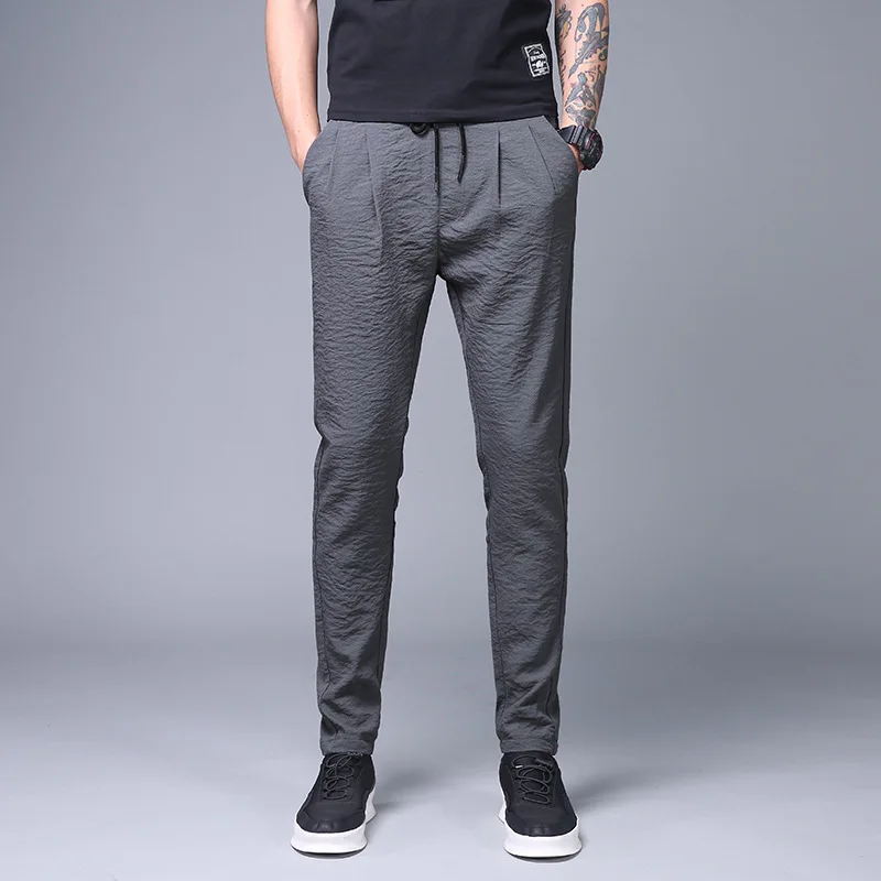 Ледяные Шелковые летние длинные брюки 2019 повседневные для мужчин трендовые