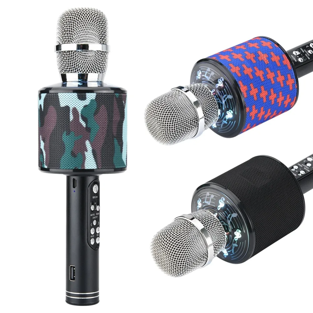 K319 цветной свет ручной микрофон караоке Bluetooth Мобильная запись песня