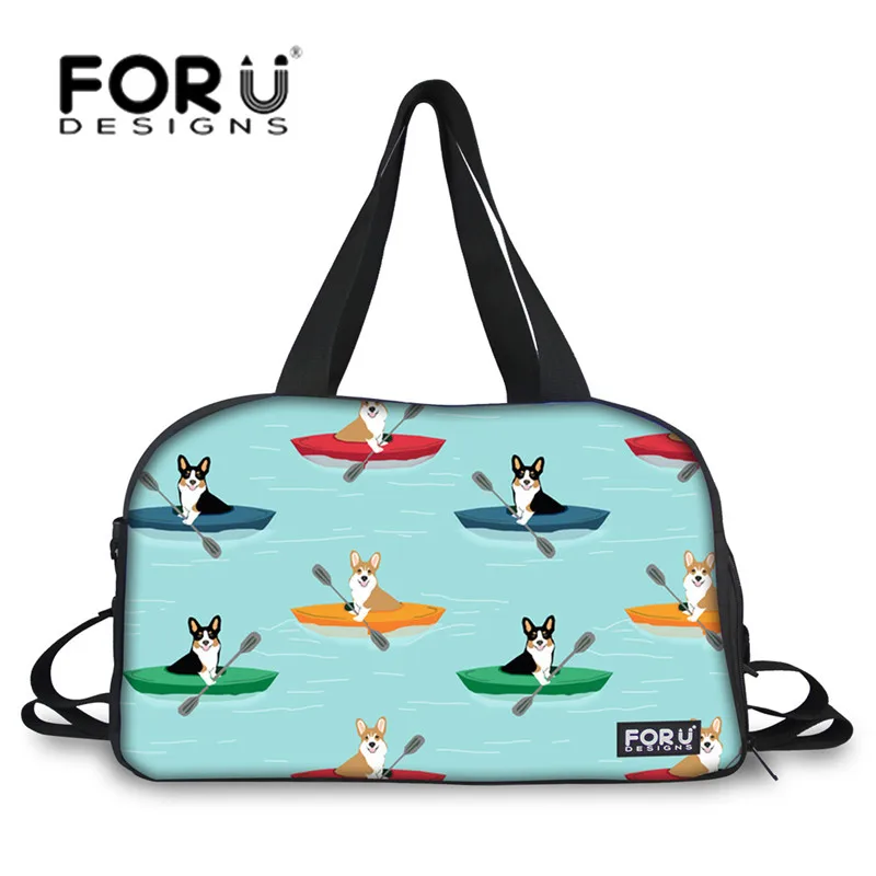 FORUDESIGNS/уличный Коврик для йоги, сумка для женщин, милый Принт коргис, большие спортивные сумки, женские сумки для фитнеса, сумки через плечо с карманом для обуви - Цвет: ZJZ574T
