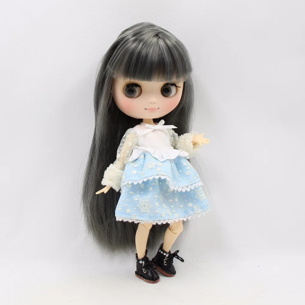 DBS blyth middie кукла 20 см серые волосы прямые сустав тело матовое лицо 1/8 bjd аниме