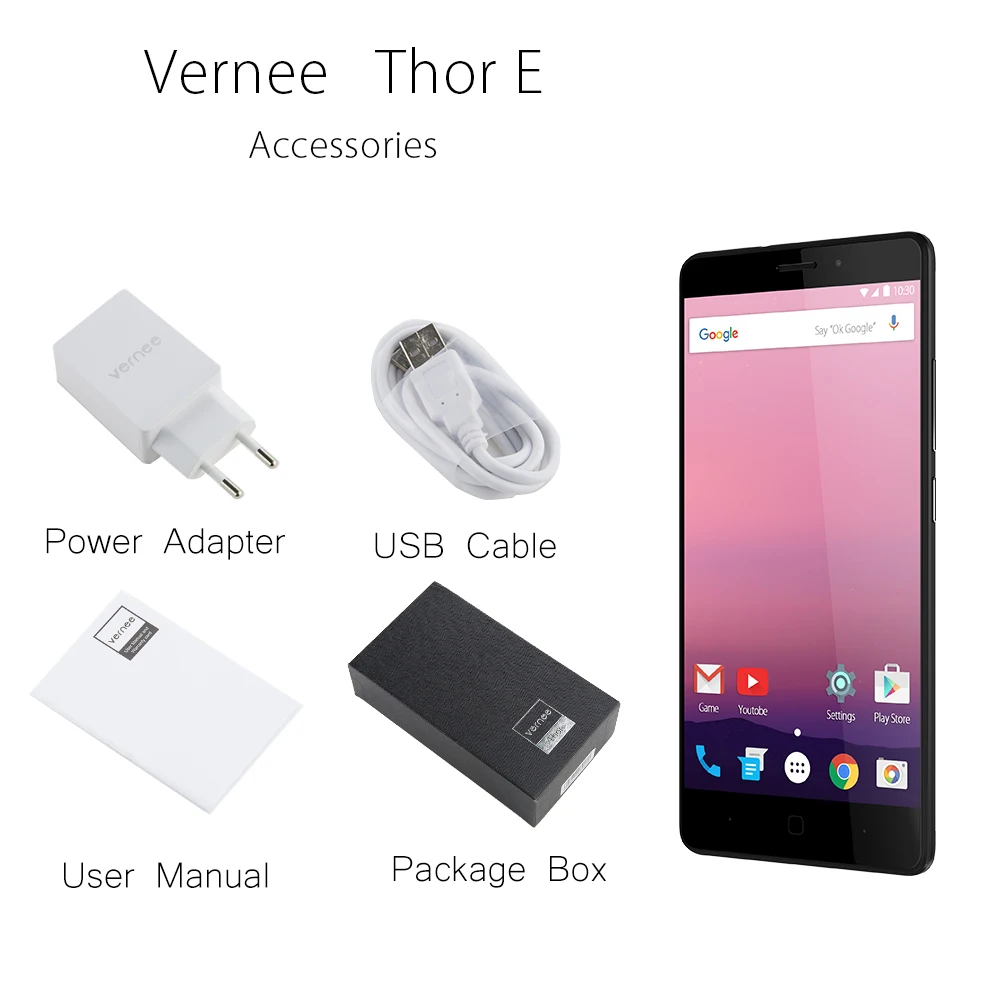 Vernee Thor E 5&quot HD 4G LTE Mobile Phone MTK6753 Octa-Core Android 7.0 Cell Phones 3G RAM 16G ROM 5020 mAh Fingerprint Smartphone |