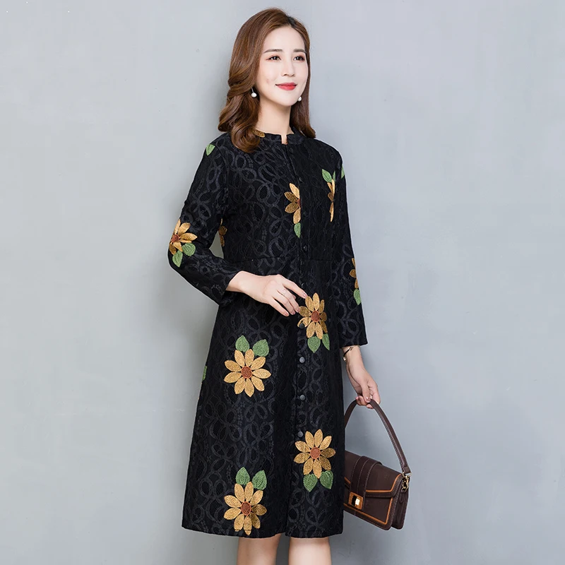 new Spring and autumn Women's ethnic embroidery cardigan coat plus size S-6XL long sleeve sun protection clothing lace jacket | Женская