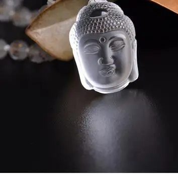 Ожерелье с подвеской в виде головы Будды из натурального белого кристалла Amitabha