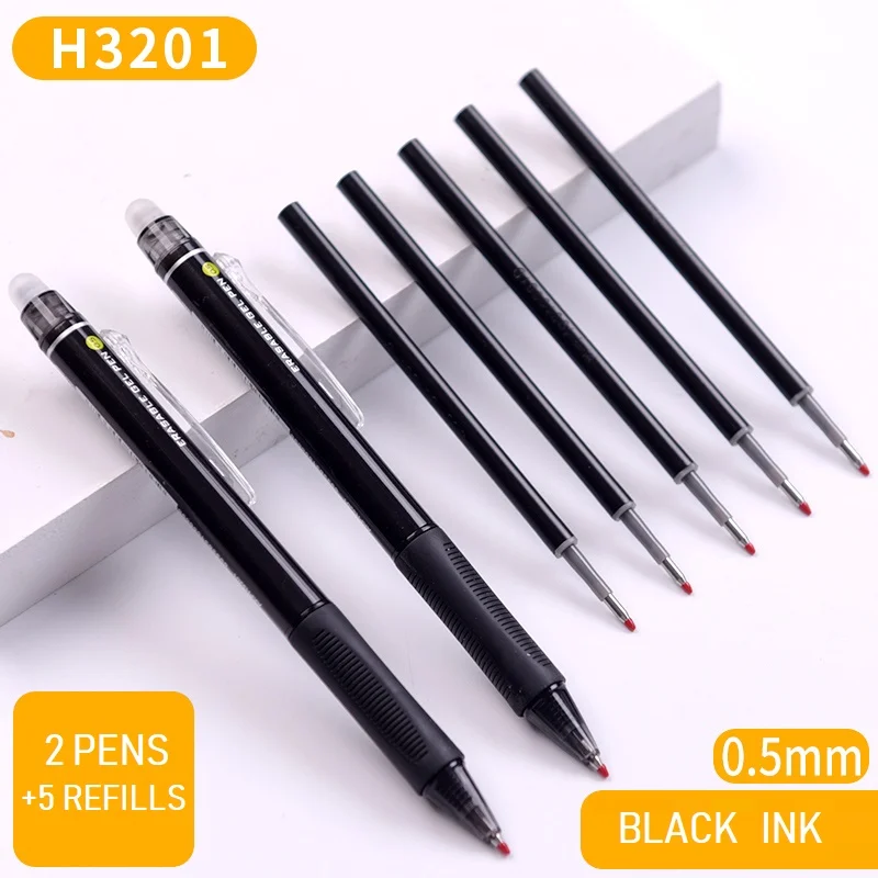 7pcs Black Pack M& G Выдвижная стираемая ручка 0,5 мм стираемая гелевая чернильная Заправка для ручек ручка записывает стирает синий теплопередача vanish ручка pilot frixion - Цвет: 7pcs Black Pack