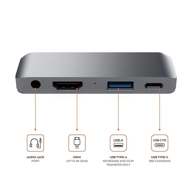 Адаптер-концентратор Type-C Mobile Pro Usb-C/Pd зарядка/4 K Hdmi/Usb 3 0/3 5 мм разъем для