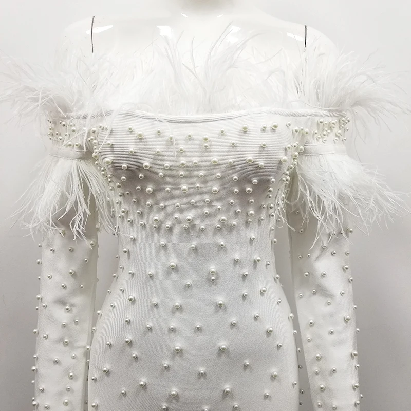 Новинка модный белый бандаж на плечо с мехом оптовая продажа одежда для