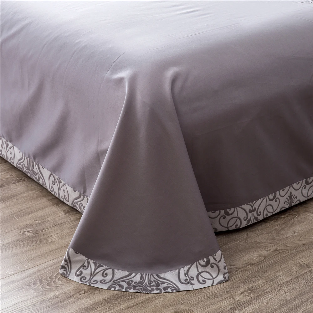 

Warm Comfortable 60S Yarn Dyed Jacquard Bedding 400TC Baroque Design Grey 4 Pieces Pure Cotton Bed Sheets Duvet Cover Pillowcase