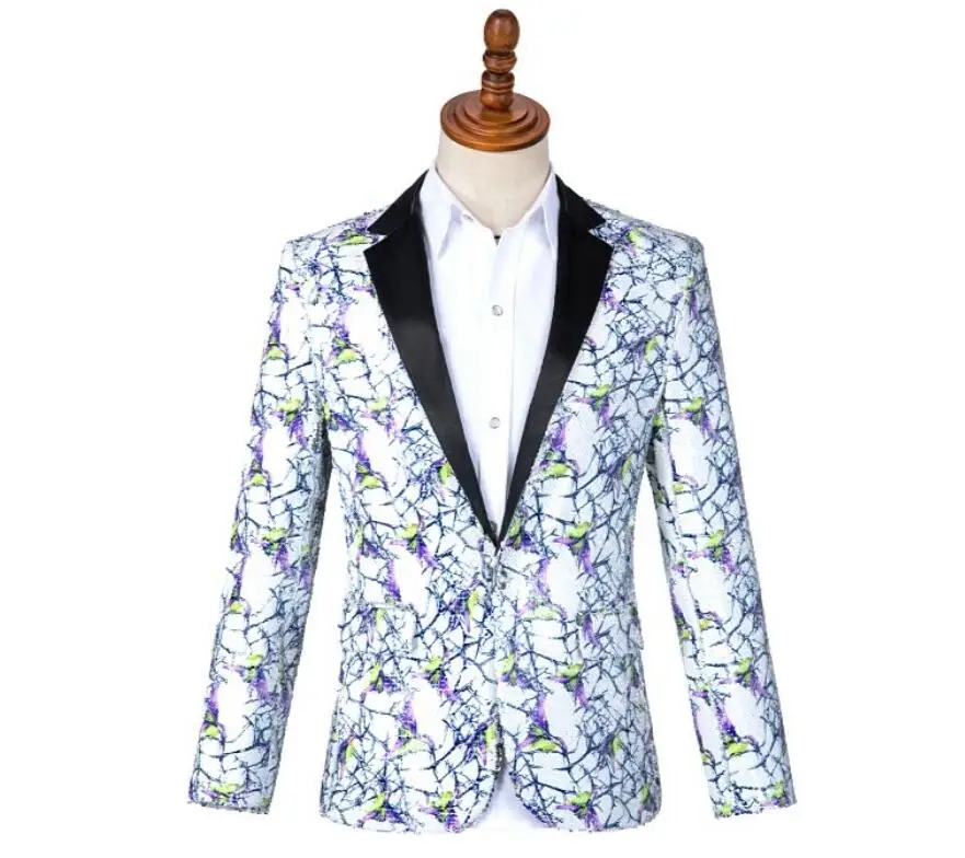 

multicolor Sequin personality Blazer men suit mens suits costume singer star style dance stage clothing formal dress