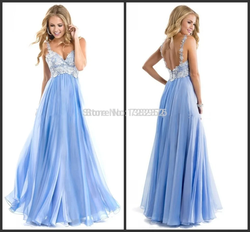 V-neck Straps A-line/Princess Lace Applique Floor-length Lilac Chiffon Long Prom Dress 2014 vestidos de festas | Свадьбы и торжества