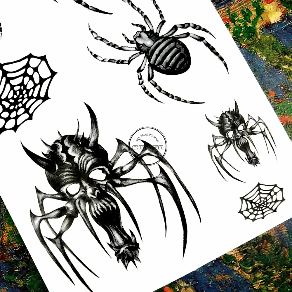 SHNAPIGN маленький паук Монстр временная татуировка боди арт вспышка Татуировка