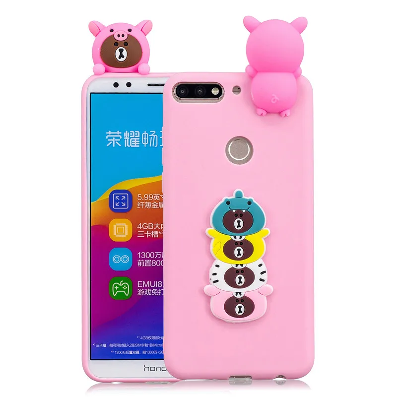 D Y7 чехол для Coque huawei Y7 чехол s для huawei Y7 Prime чехол мультяшная 3D кукла игрушка Мягкий силиконовый чехол для телефона для женщин - Цвет: D