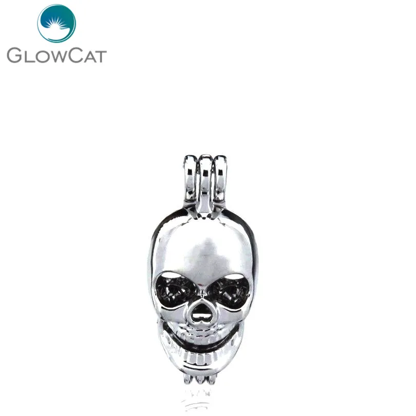 K60 10X/lot Сплав серебра Скелет Череп устрицы настоящая жемчужина клетка Кулон