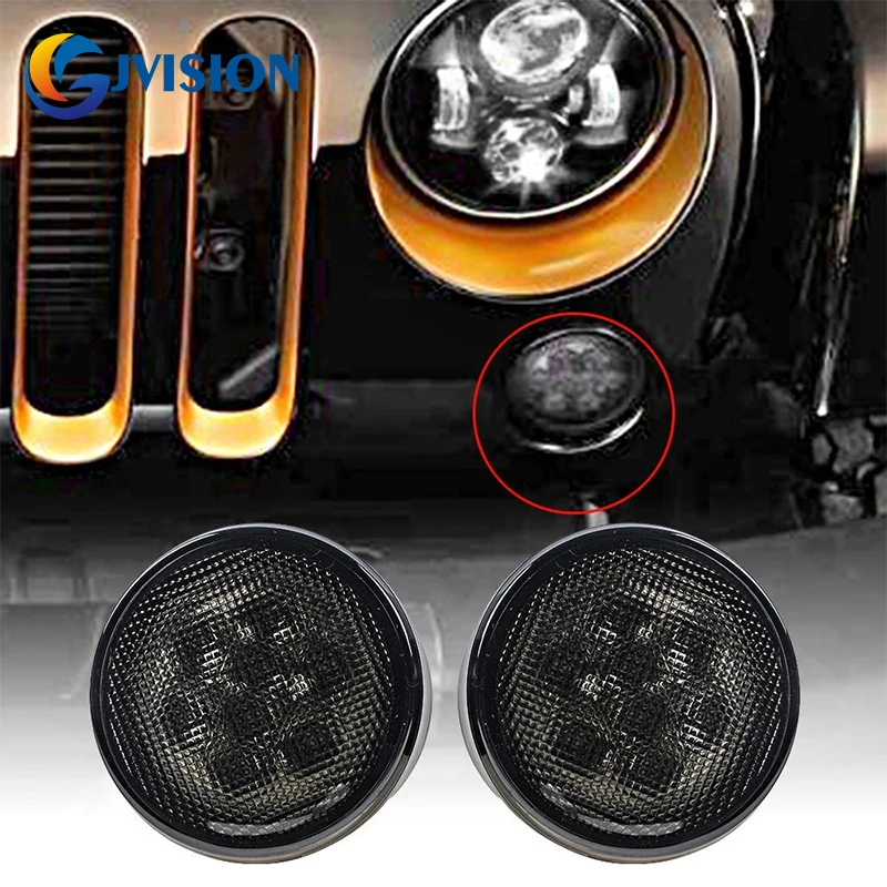 

Pair ABS Plastic Amber Front Grille Turn Signal Lights for Jeep Wrangler 12V LED Waterproof fog lights