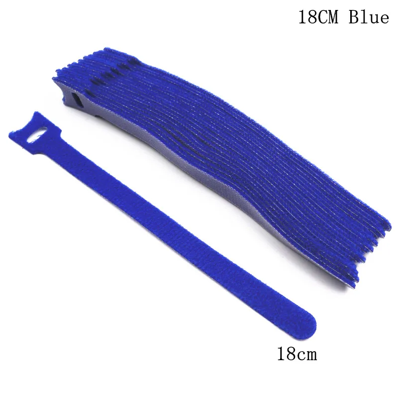 18CM Blue 50 шт. многоразовые клейкие крепежные ленты Т-образные крючки и петли крепежные детали впружина кабельные стяжки Крепкий Провод жгут волшебная лента галстук - Цвет: 18CM Blue
