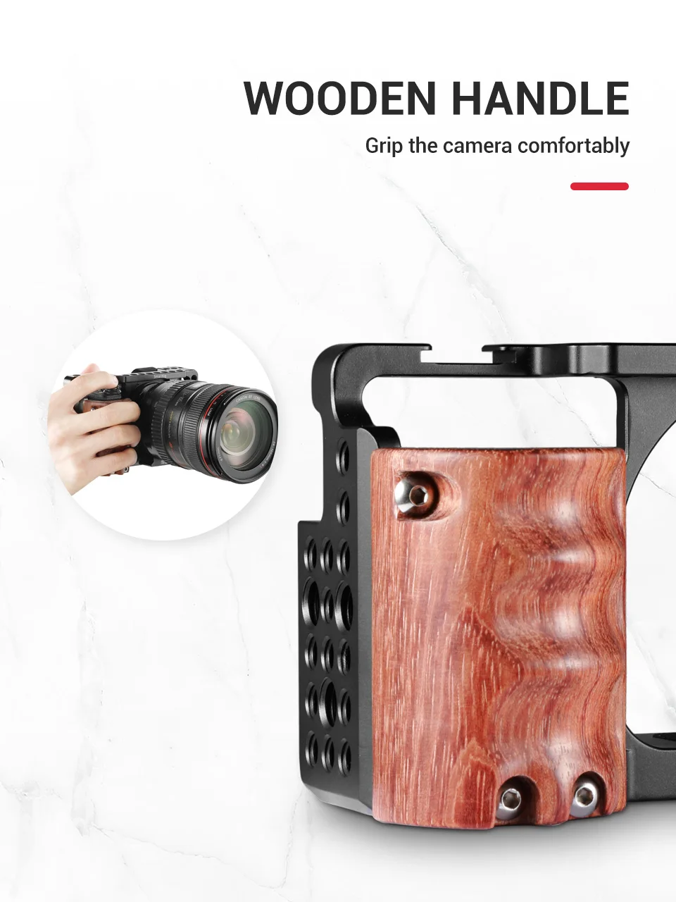 SmallRig для sony a6000 аксессуары для sony A6300/A6000/ILCE-6000/ILCE-6300 клетка с деревянной ручкой двойная камера Rig-2082