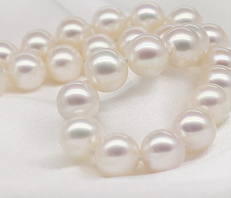 

Eternal wedding Women Gift word 925 9-10mm real natural big Freshwater Pearls necklace Luxury Ms. girl Wedding