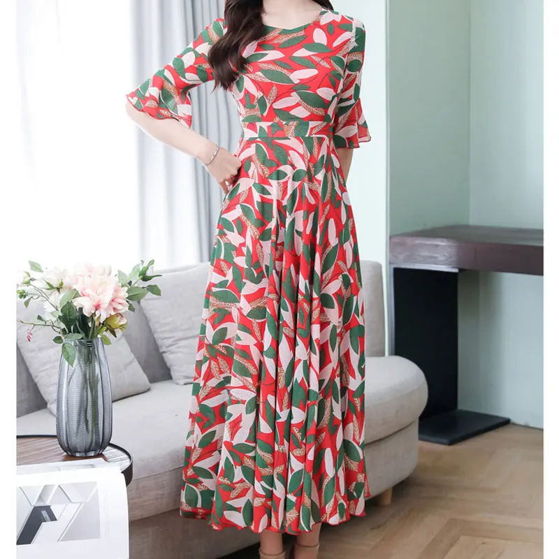 2019 лето новый принт контрастного цвета большие размеры женская одежда линия