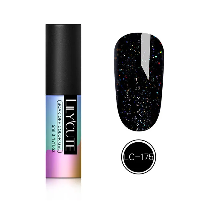 LC-175 LILYCUTE, 5 мл, серия серебряных гелей, голографический лак для ногтей, блестящий, замачиваемый, УФ светодиодный Гель-лак, Блестящие Блестки, дизайн ногтей - Цвет: LC-175